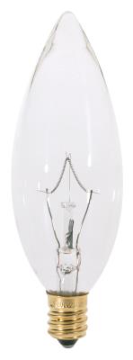 Satco S3282 25 Watt BA9 1/2 Incandescent - Clear - 1500 Average rated hours - 212 Lumens - Candelabra base - 120 Volt