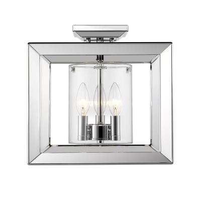 Golden - 2074-SF12 CH-CLR - Smyth - Three Light Semi-Flush Mount - Chrome