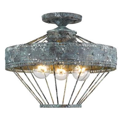 Golden - 7856-SF VP - Ferris - Three Light Semi-Flush Mount - Blue Verde Patina