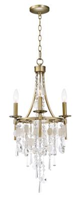 Cebu - Three Light Chandelier - Capiz / Gold Silver