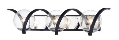 Curlicue - Three Light Bath Vanity - Black / Polished Nickel