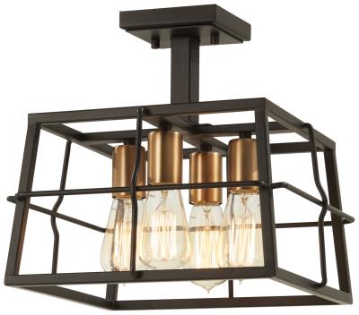 Minka-Lavery - Keeley Calle - Four Light Semi Flush Mount - Painted Bronze W/Natural Brush