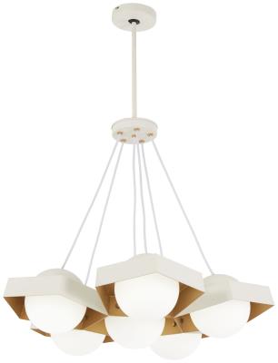 Wilson Lighting Five O Led Pendant Textured White W Gold Leaf