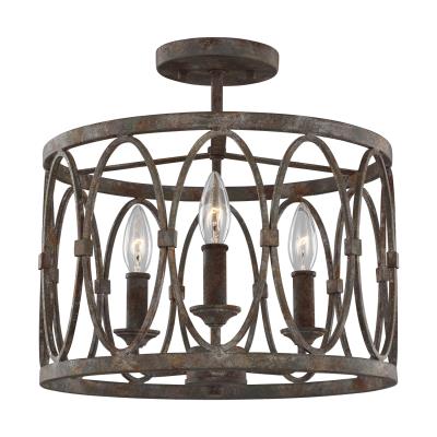 Mayer Lighting Three Light Semi Flush Mount Deep Abyss