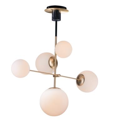 Five Light pendant - Satin Brass / Black