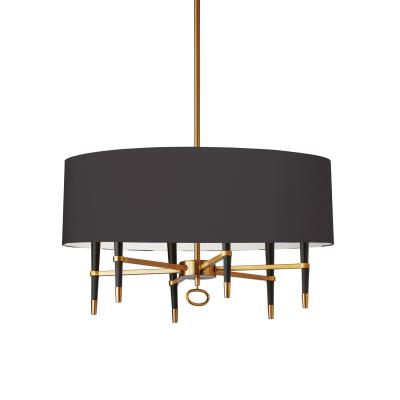 Dainolite LAN-246C 6 LT Incandescent Chandelier VB Finish with Black Shade