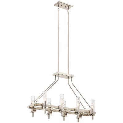 Starlight Lighting Kichler Canada Telan Six Light Linear Chandelier White Washed Wood