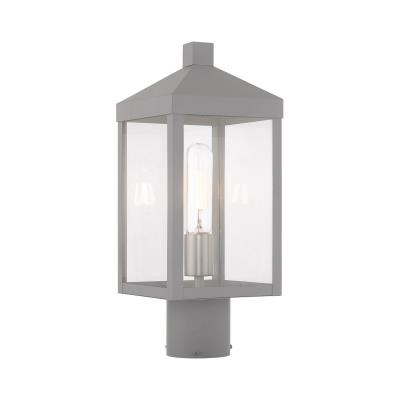 One Light Outdoor Post-Top Lanterm - Nordic Gray w/ Brushed Nickels