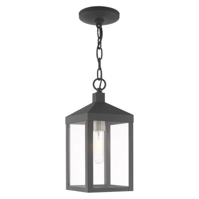 One Light Outdoor Pendant - Scandinavian Gray w/ Brushed Nickels