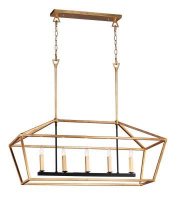 Abode - Five Light Linear Chandelier - Gold Leaf / Textured Black