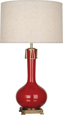 Robert Abbey - RR992 - Athena - One Light Table Lamp - Ruby Red Glazed Ceramic w/Aged Brass