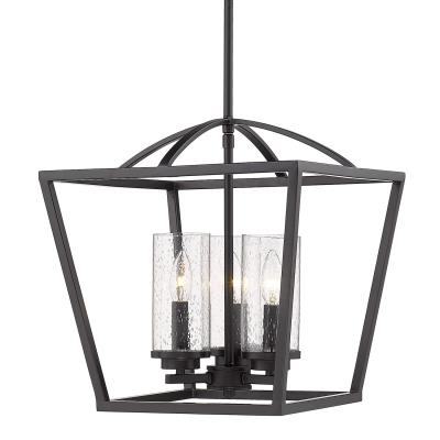 Golden - 4309-3P BLK-BLK-SD - Mercer - Three Light Pendant - Matte Black