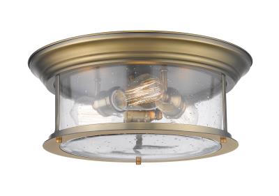 Three Light Flush Mount - Heritage Brass