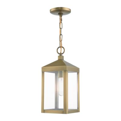 One Light Outdoor Pendant - Antique Brass