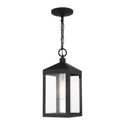 One Light Outdoor Pendant - Black w/ Brushed Nickel Cluster