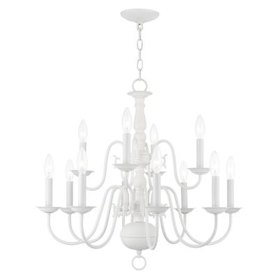 12 Light Chandelier - White