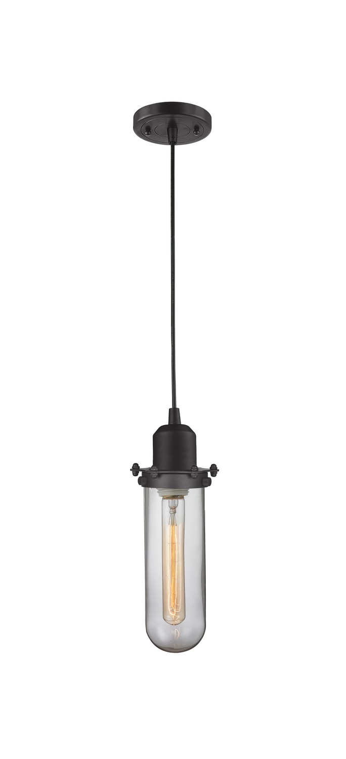 One Light Mini Pendant by Innovations - Austere Collection, Matte Black Finish - 900-1P-BK-CE228-BK-CL