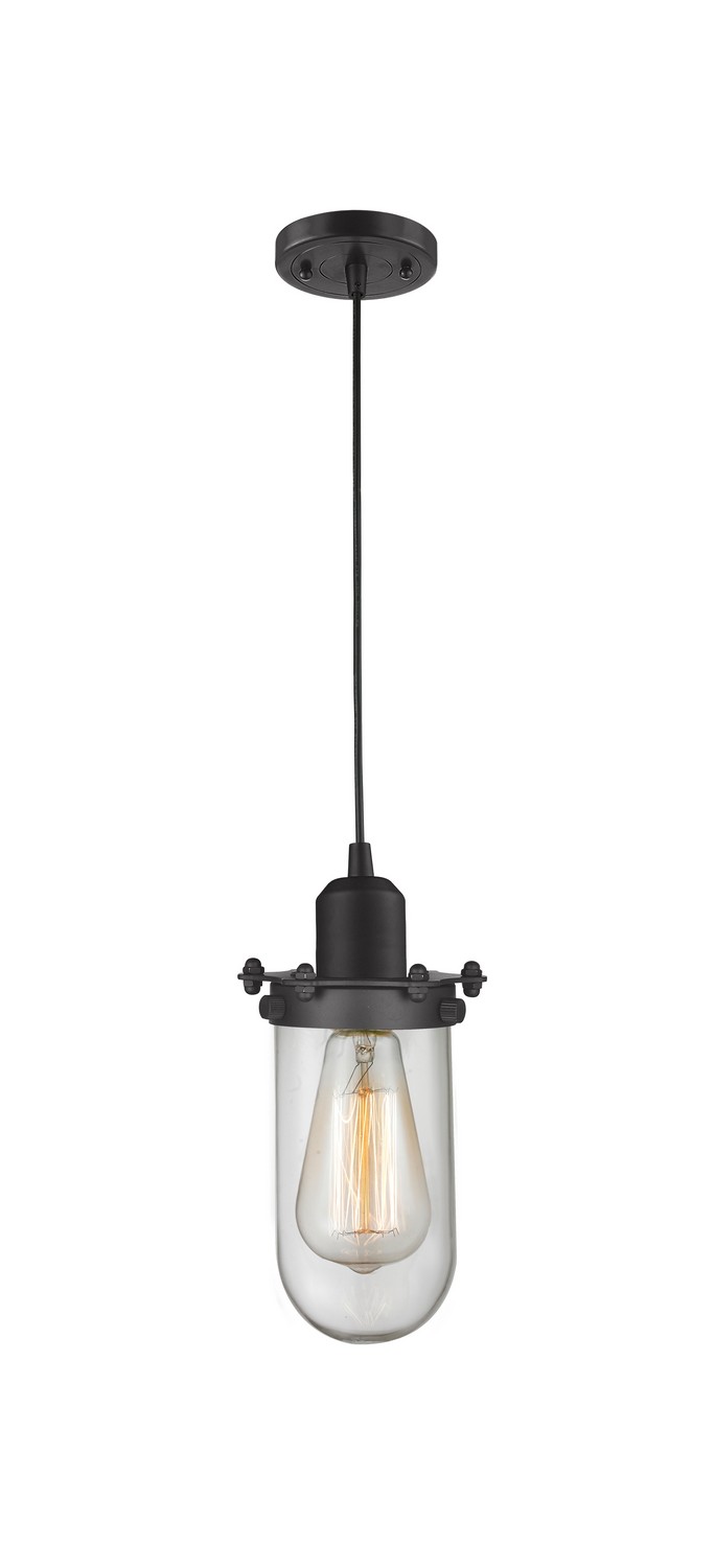 One Light Mini Pendant by Innovations - Austere Collection, Matte Black Finish - 900-1P-BK-CE231-BK-CL