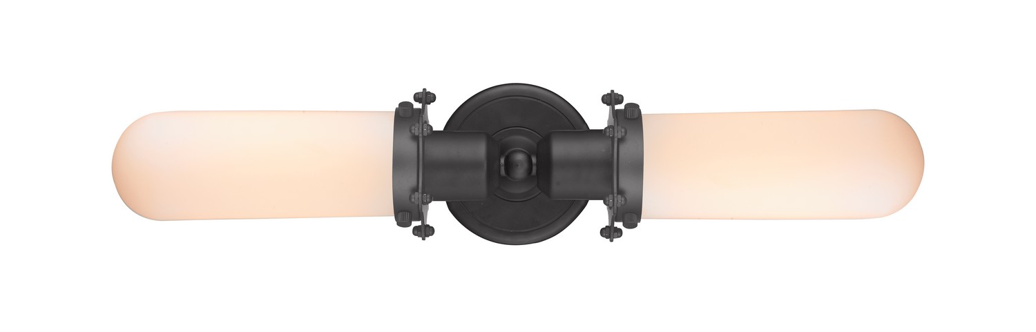 Two Light Bath Vanity by Innovations - Austere Collection, Matte Black Finish - 900-2W-BK-CE228-BK-W