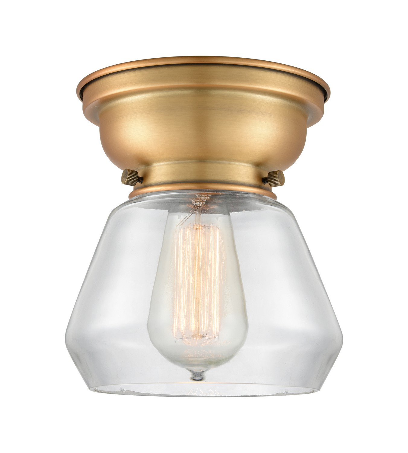 One Light Flush Mount by Innovations - Franklin Restoration Collection, Brushed Brass Finish - 623-1F-BB-G172