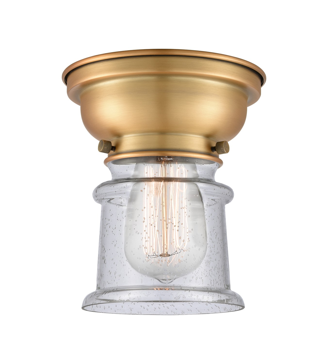 One Light Flush Mount by Innovations - Franklin Restoration Collection, Brushed Brass Finish - 623-1F-BB-G184S
