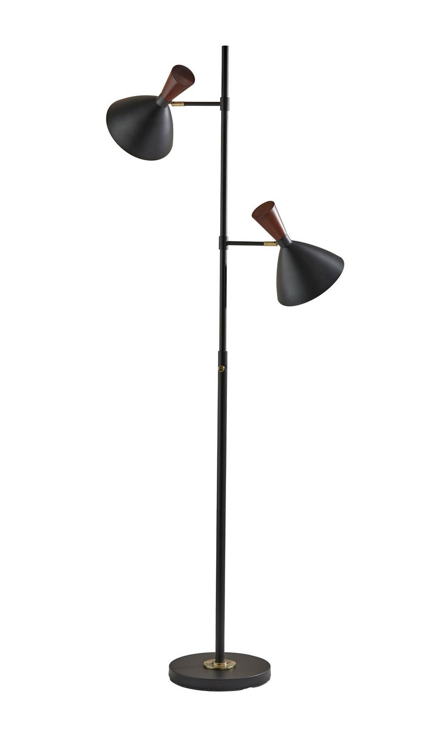 Adesso Arlo 67.25 Matte Black Floor Lamp with 2 Cone Shades (3488-01) | Quill