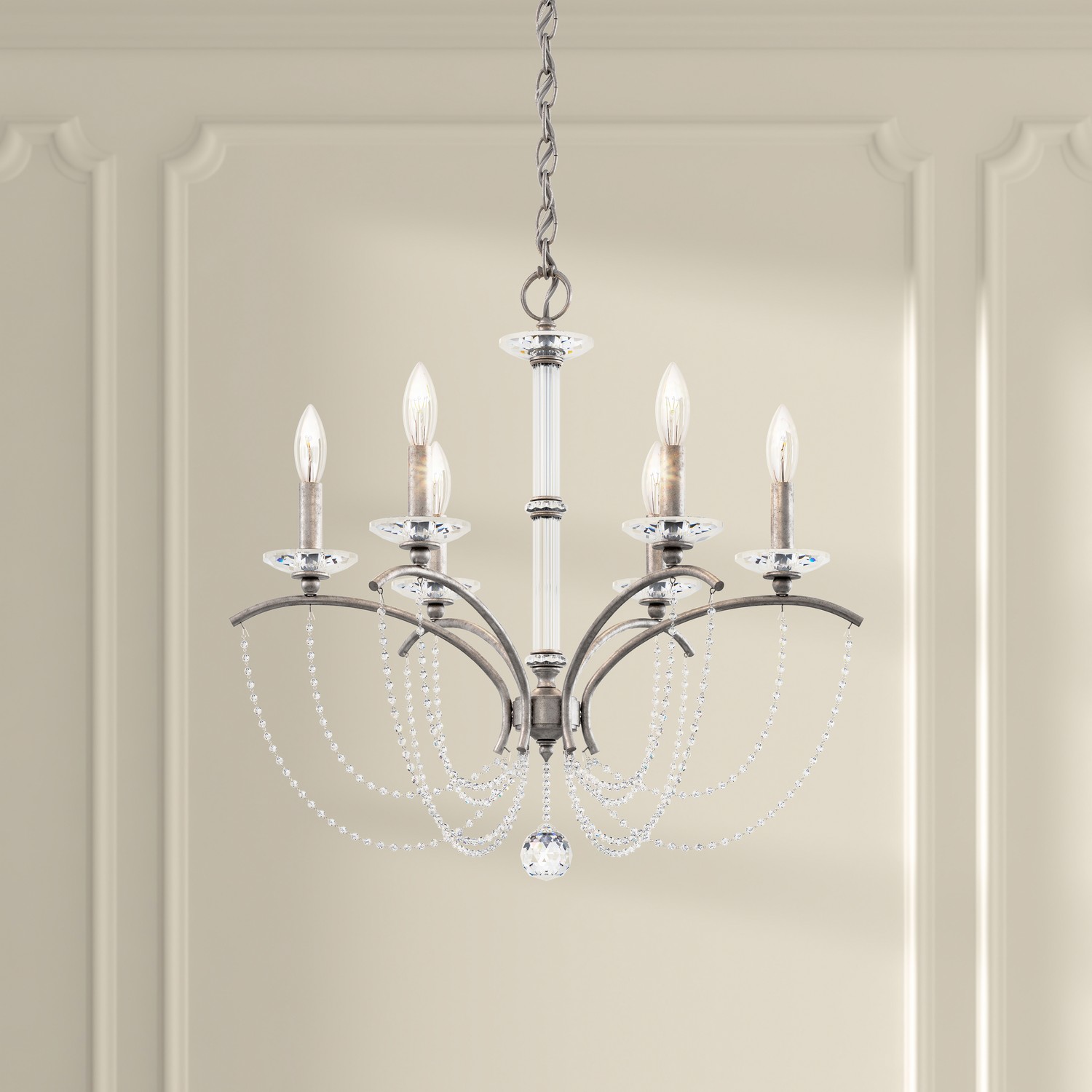 Photos - Chandelier / Lamp Wide Schonbek Priscilla 6-Light Chandelier in Black BC7106N-51PBZ