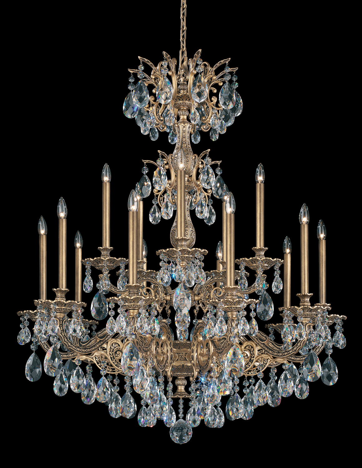 Schonbek 5686-48H Milano 15 Light Antique Silver Chandelier Ceiling Light in Heritage