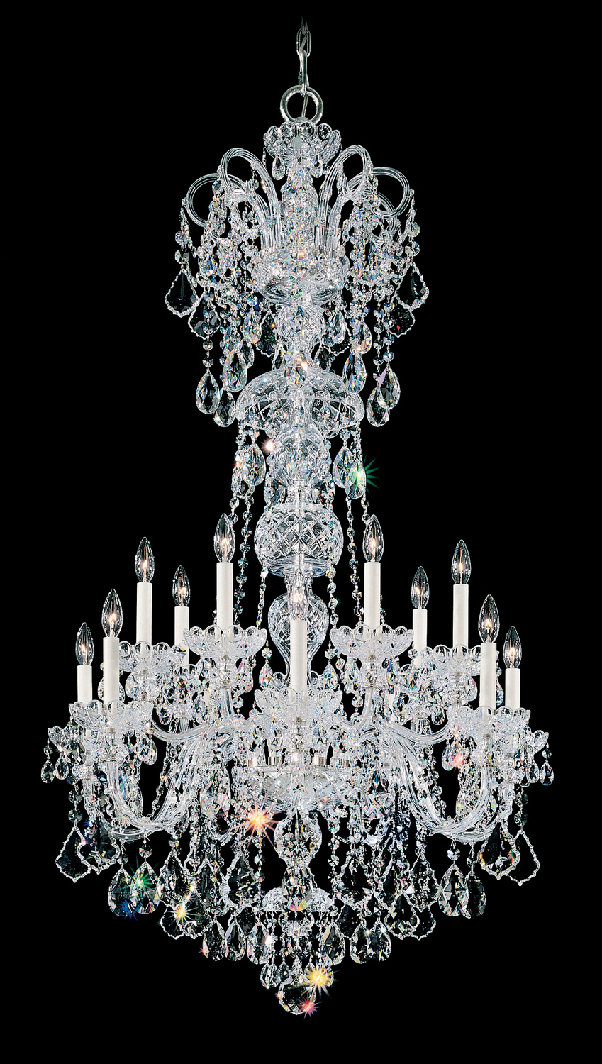 Schonbek 6817-40H Olde World 14 Light Polished Silver Chandelier Ceiling Light in Heritage