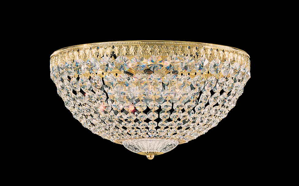 Schonbek 1564-40O Petit Crystal 5 Light Polished Silver Flush Mount Ceiling Light in Optic
