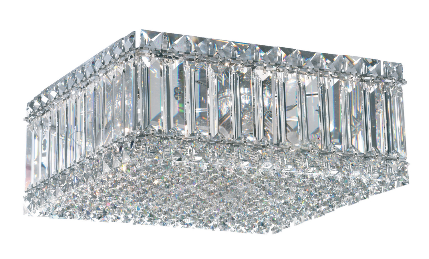 Schonbek 2124O Quantum 4 Light 12 inch Stainless Steel Flush Mount Ceiling Light in Optic
