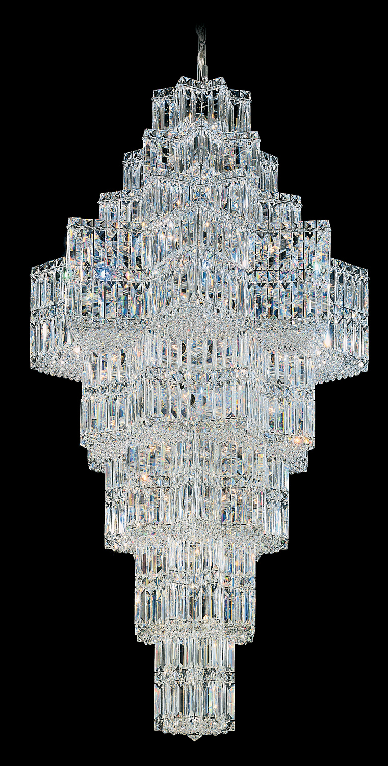 Schonbek 2727-40O Equinoxe 63 Light Polished Silver Chandelier Ceiling Light in Optic