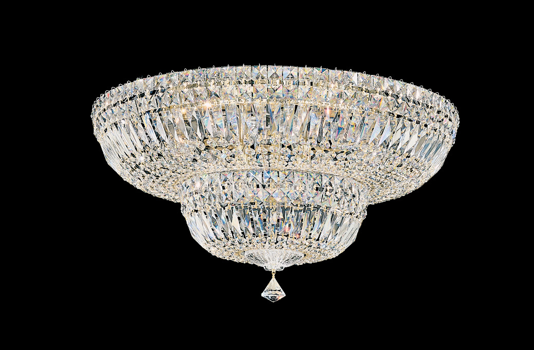 Schonbek 5895-40O Petit Crystal Deluxe 13 Light Polished Silver Flush Mount Ceiling Light in Optic