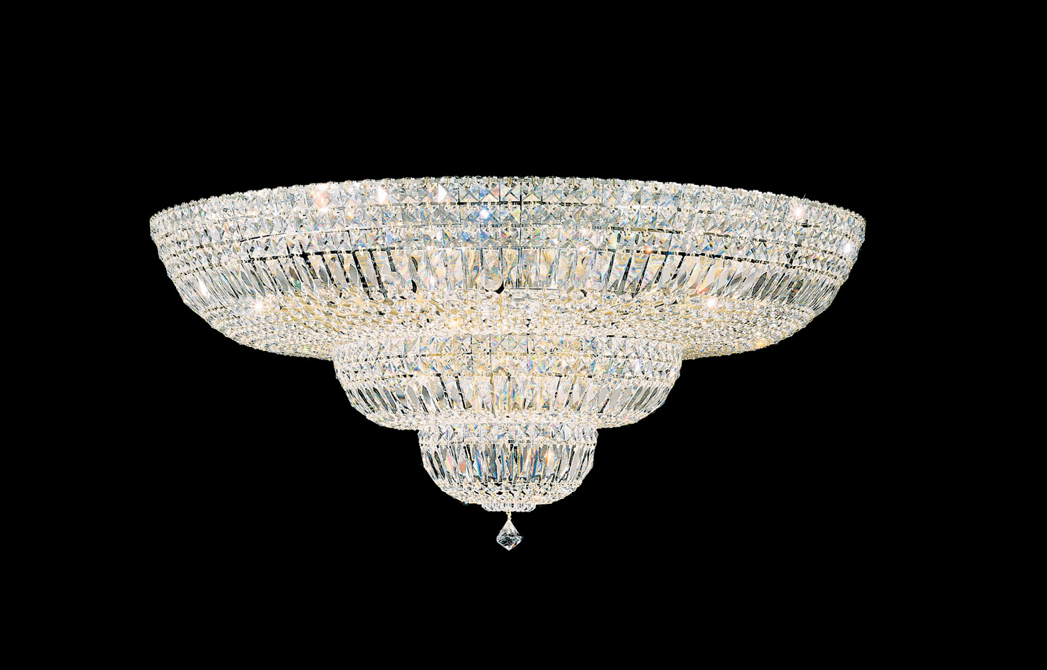 Schonbek 5896-40O Petit Crystal Deluxe 27 Light Polished Silver Flush Mount Ceiling Light in Optic