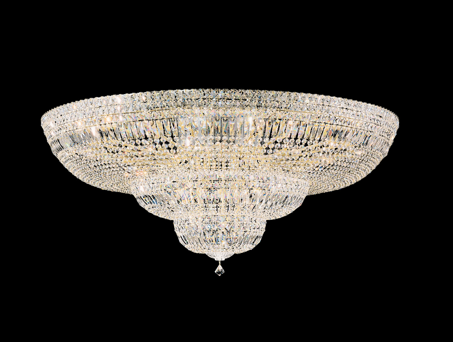 Schonbek 5897-40O Petit Crystal Deluxe 36 Light Polished Silver Flush Mount Ceiling Light in Optic