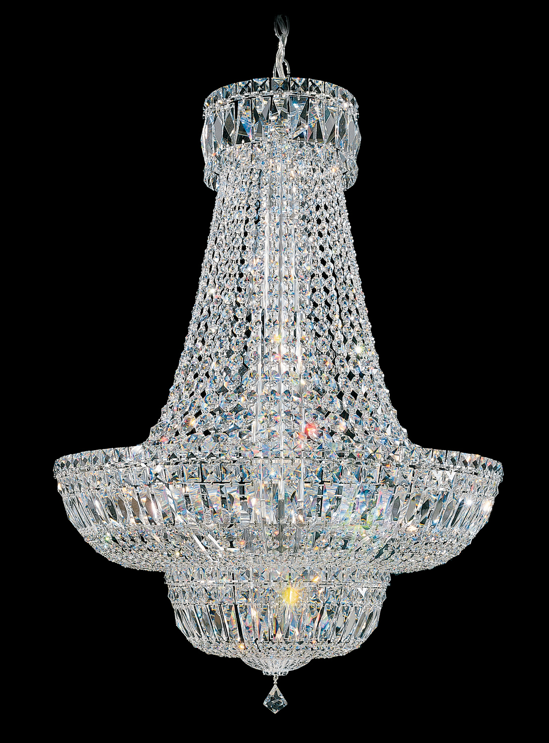 Schonbek 6618-40O Petit Crystal Deluxe 23 Light Polished Silver Pendant Ceiling Light in Optic