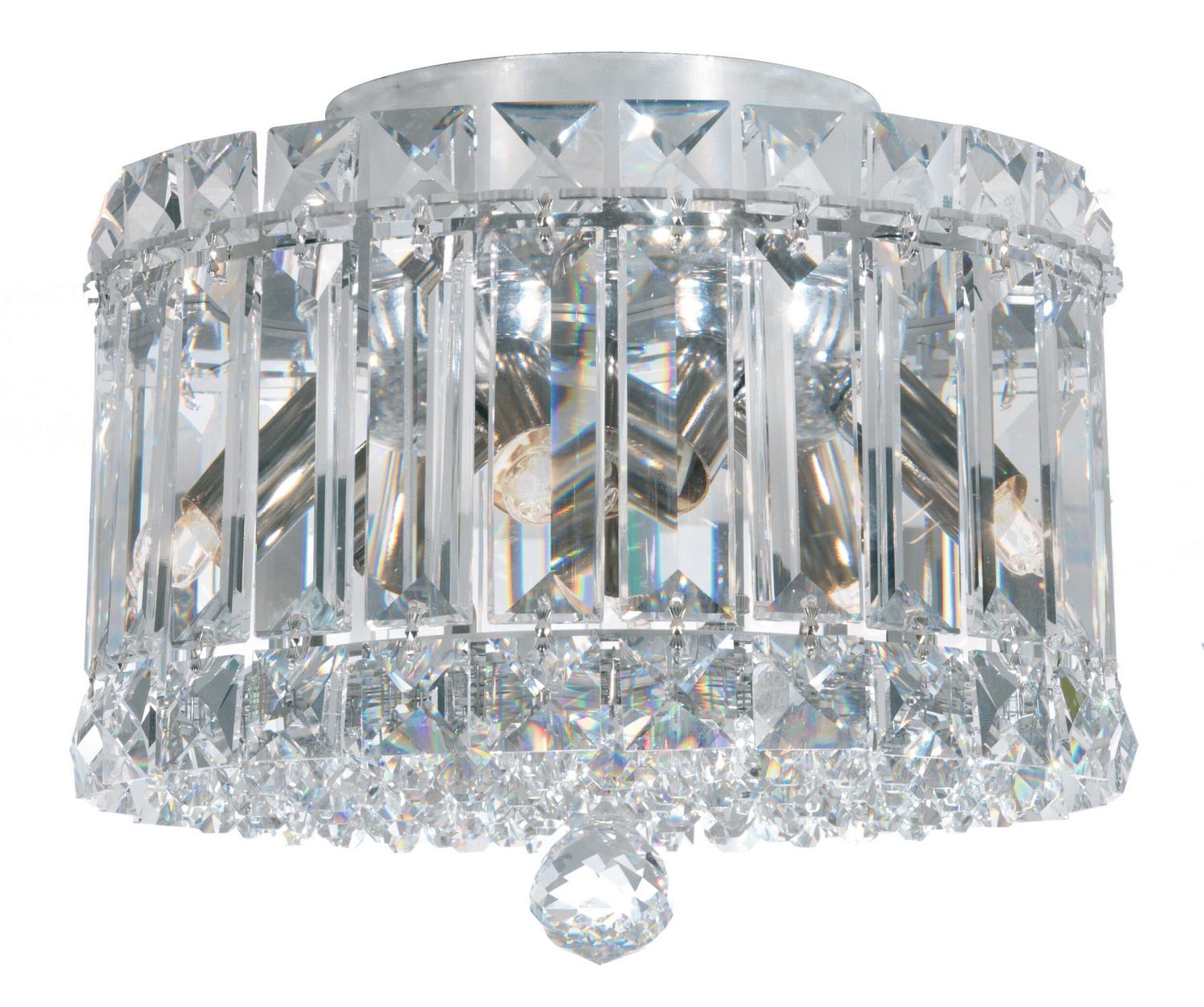 Schonbek 6690R Plaza 4 Light Stainless Steel Flush Mount Ceiling Light in Radiance