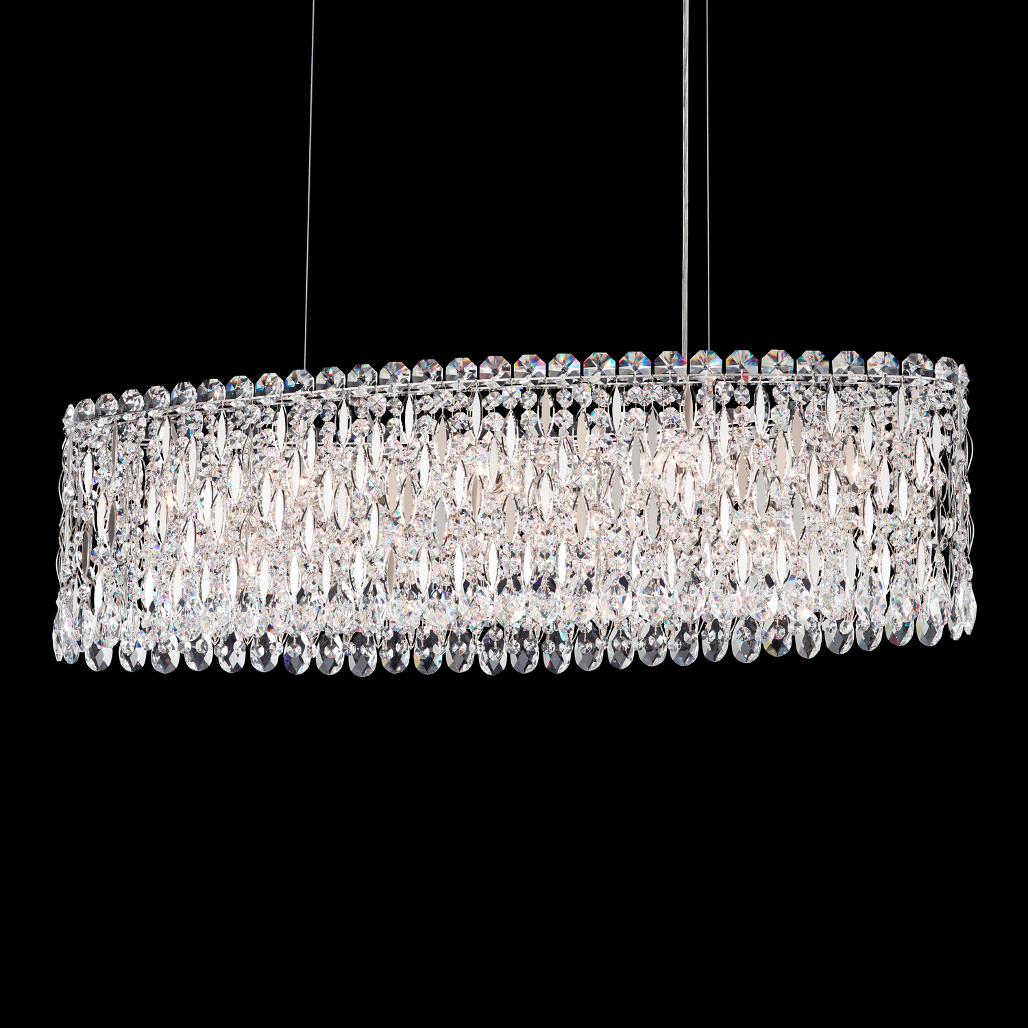 Schonbek RS8340N-06R Sarella 12 Light 36 inch White Linear Pendant Ceiling Light in Radiance