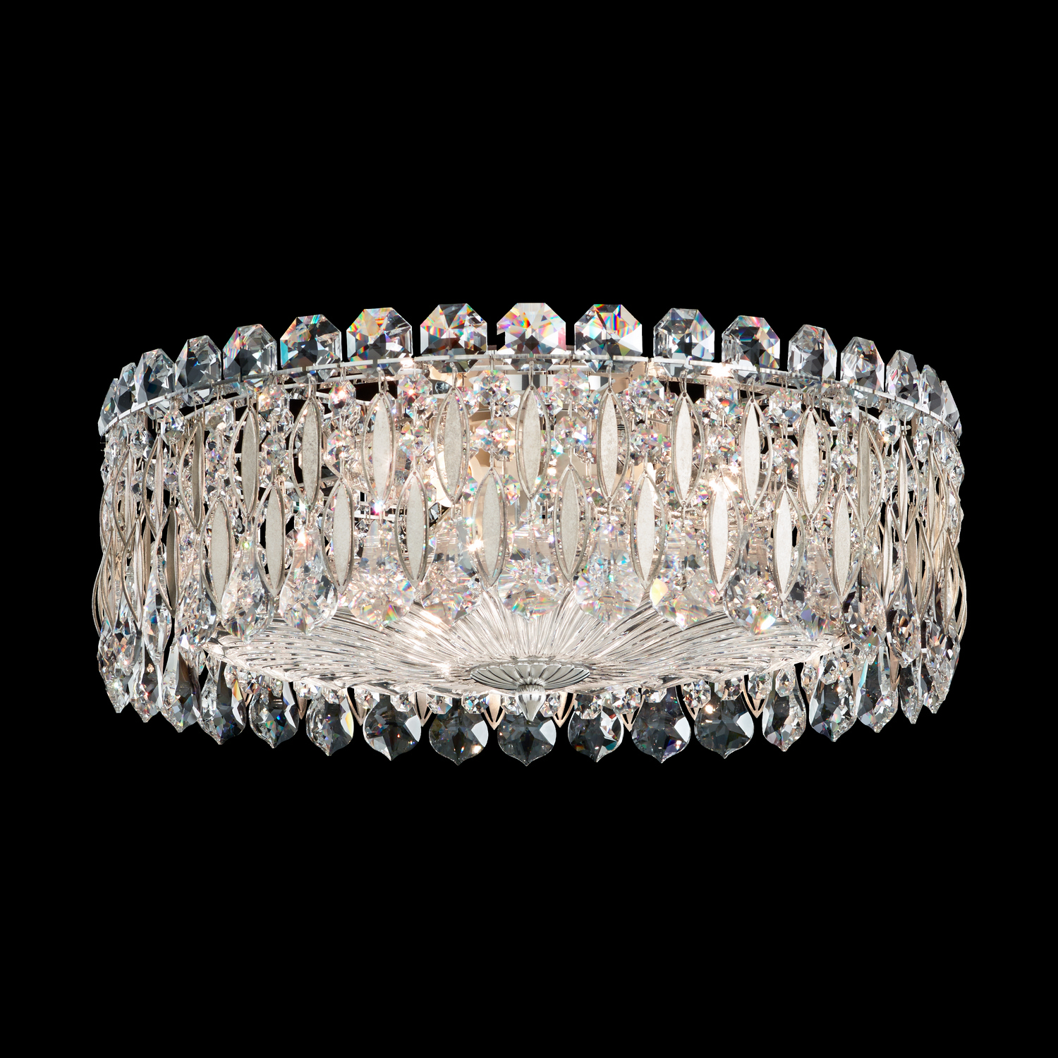 Schonbek RS8348N-51R Sarella 3 Light Black Flush Mount Ceiling Light in Radiance