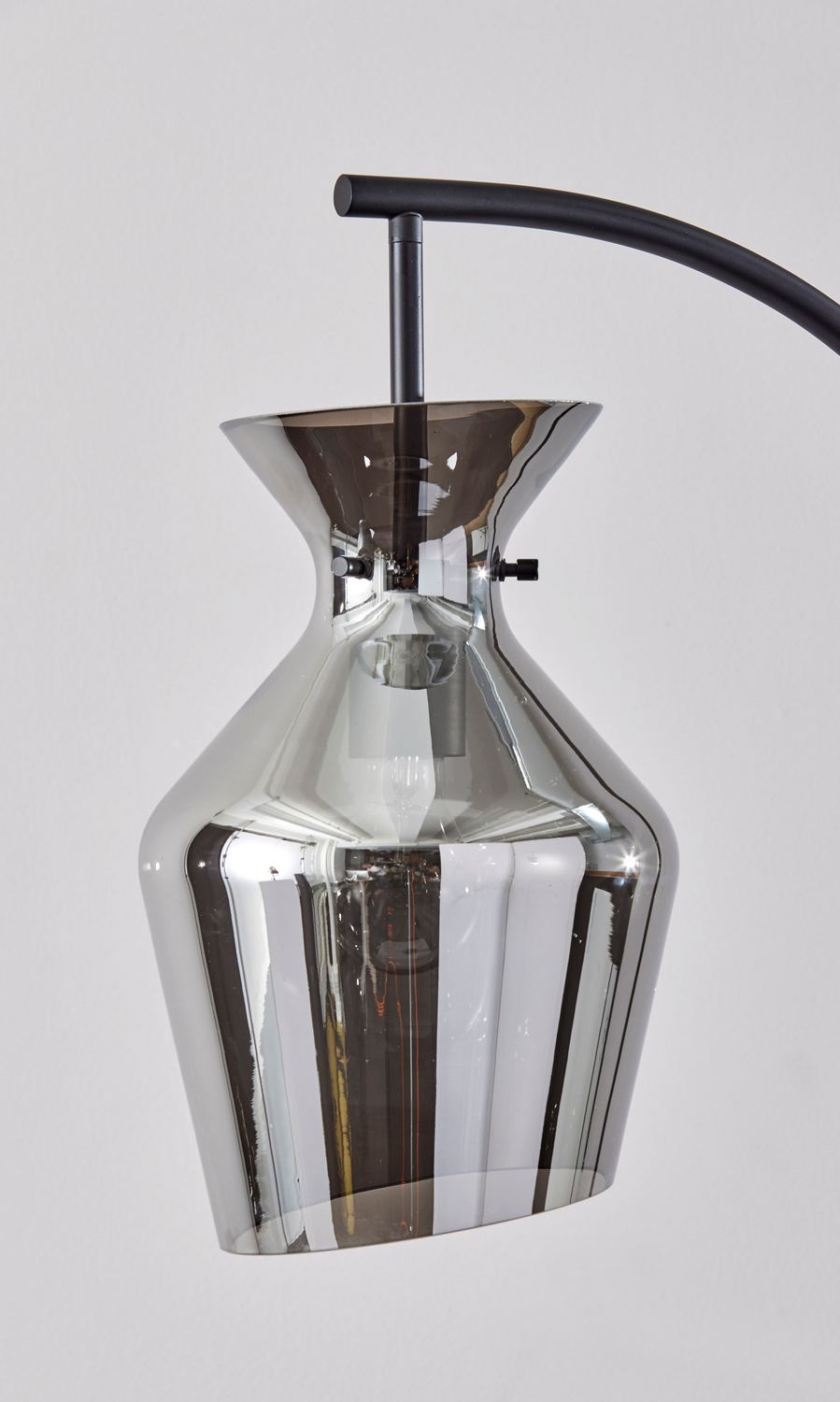 Tate Black Mirrored Smoked Glass Floor Lamp