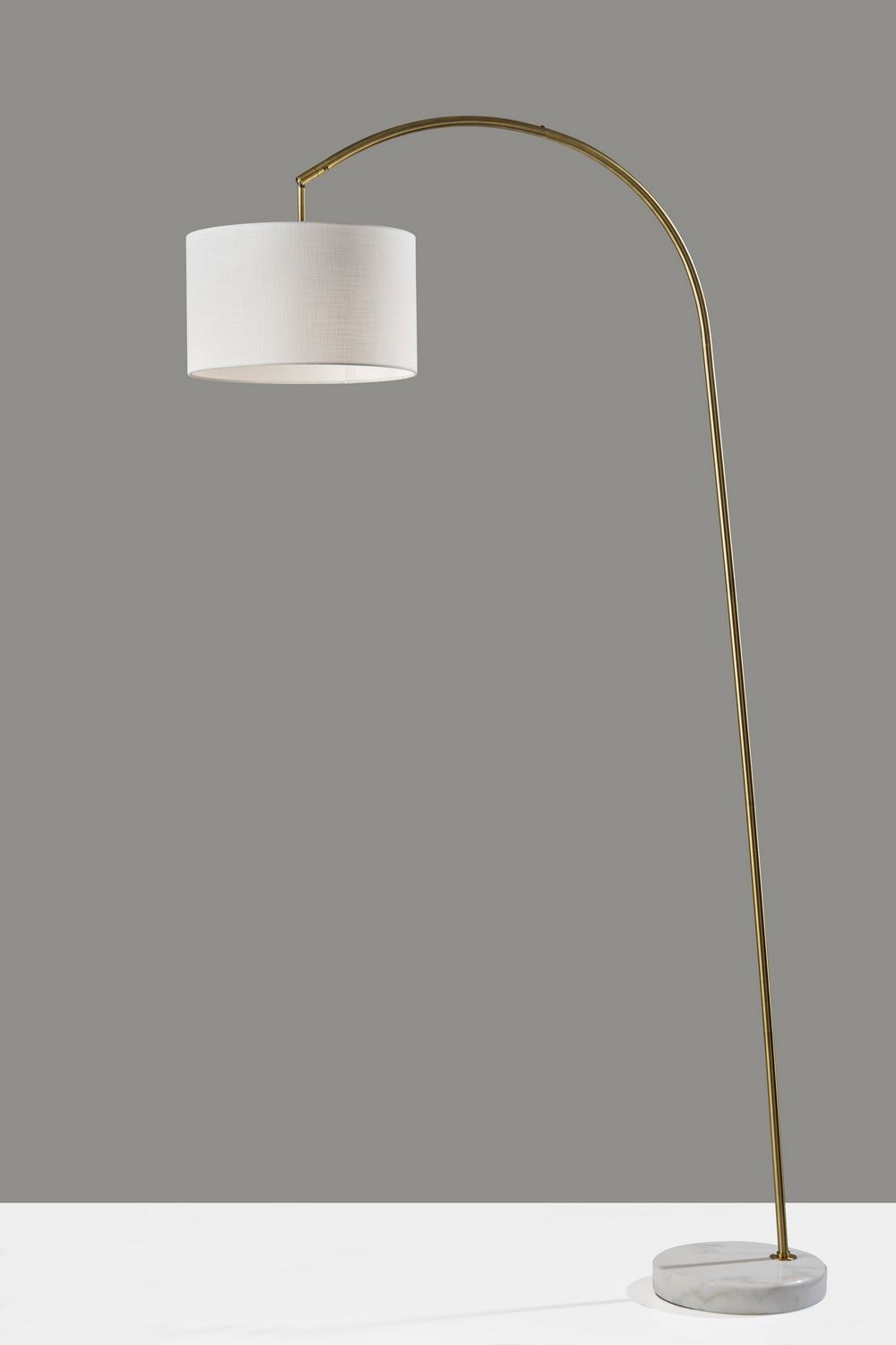 Adesso Chrystie 83.5H Antique Brass Floor Lamp with Drum Shade (4053-21), White | Quill