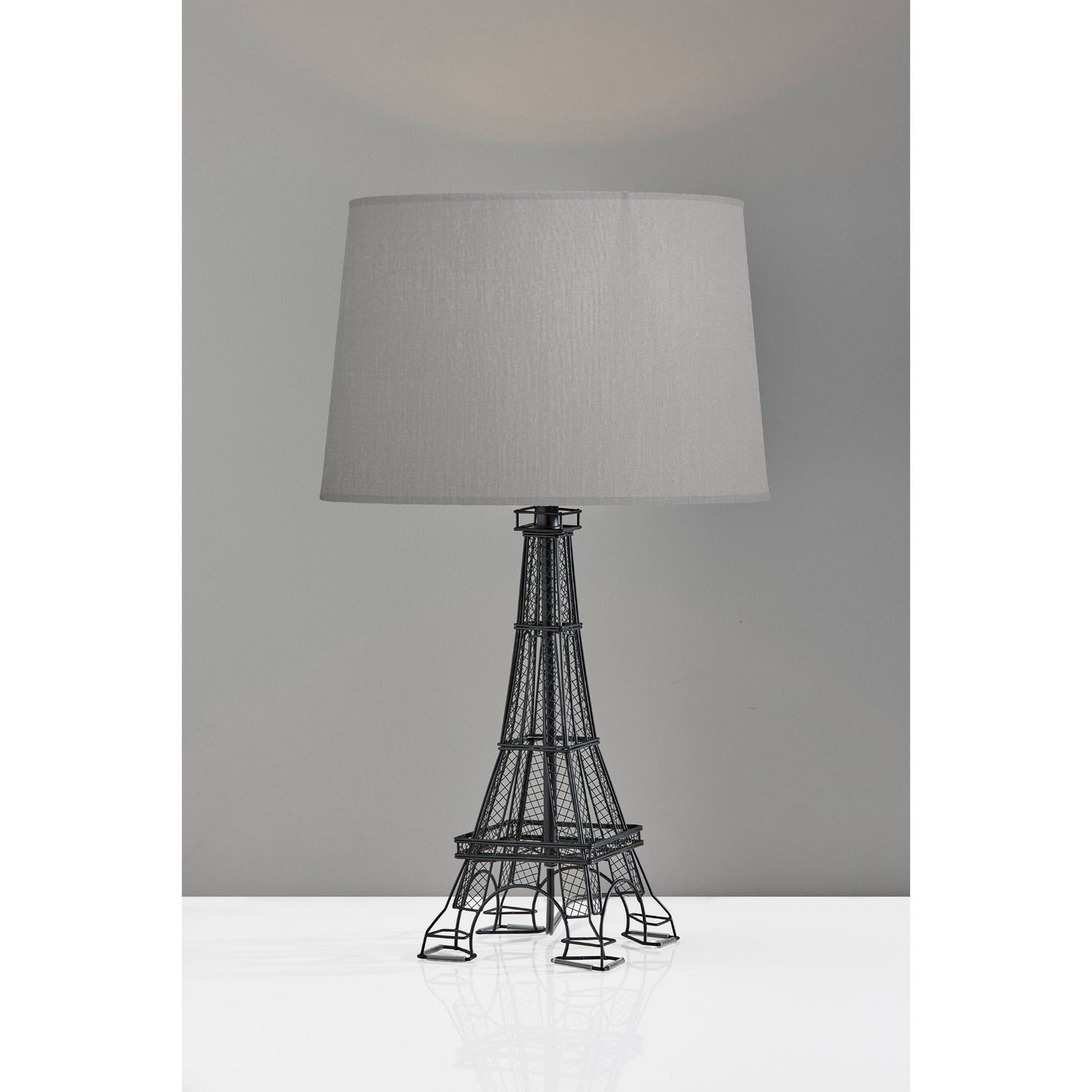 Adesso SL5001-03 Eiffel 25.5 inch 100 watt Black Table Lamp Portable Light in Grey Fabric