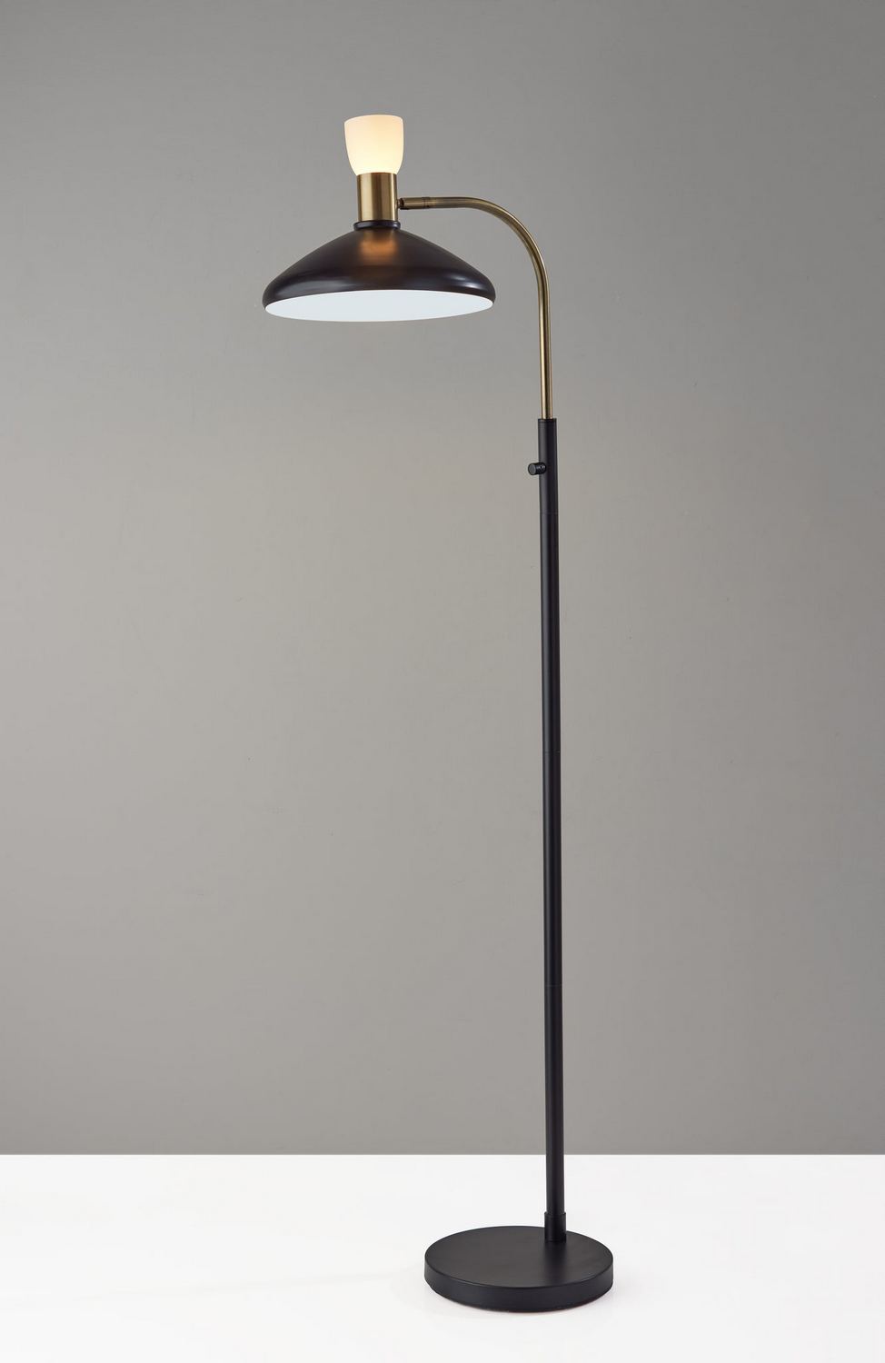 Adesso Patrick 61 Matte Black/Antique Brass Floor Lamp with Cone Shade (3759-01) | Quill