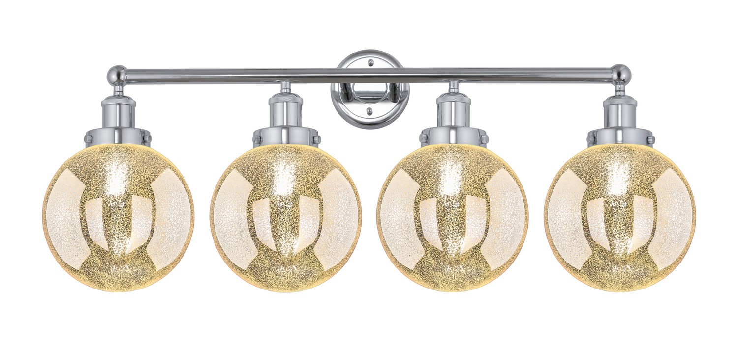 Four Light Bath Vanity by Innovations - Edison Collection, Polished Chrome Finish - 616-4W-PC-G208-8
