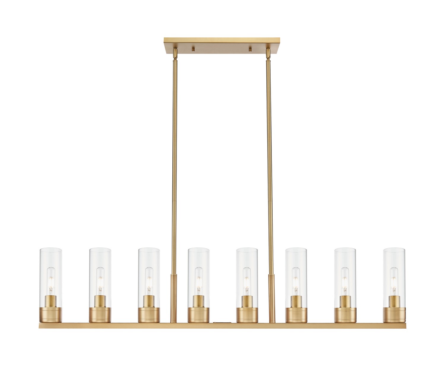 Eight Light Linear Pendant by Innovations - Downtown Urban Collection, Brushed Brass Finish - 617-8I-BB-G617-8CL