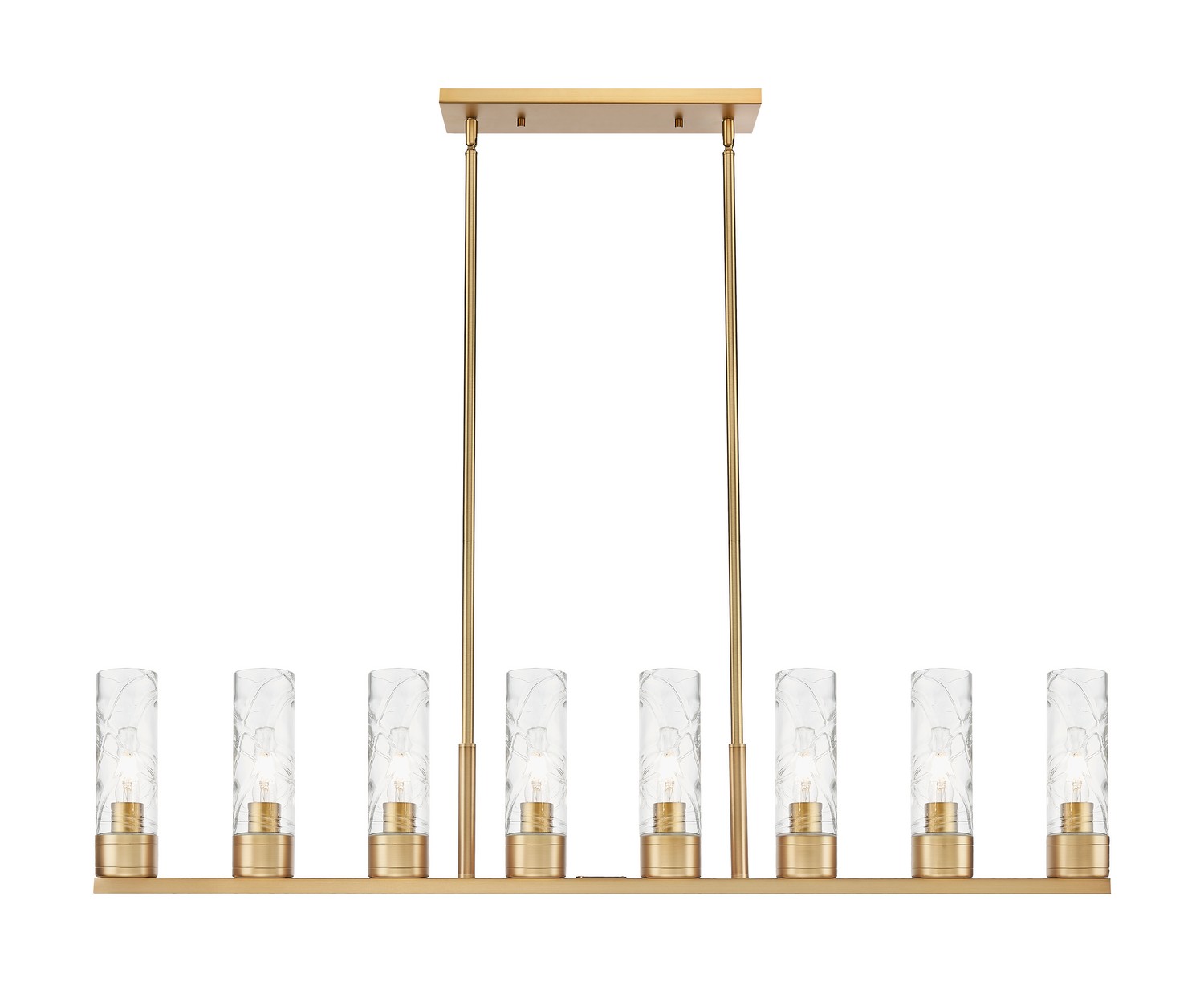 Eight Light Linear Pendant by Innovations - Downtown Urban Collection, Brushed Brass Finish - 617-8I-BB-G617-8DE