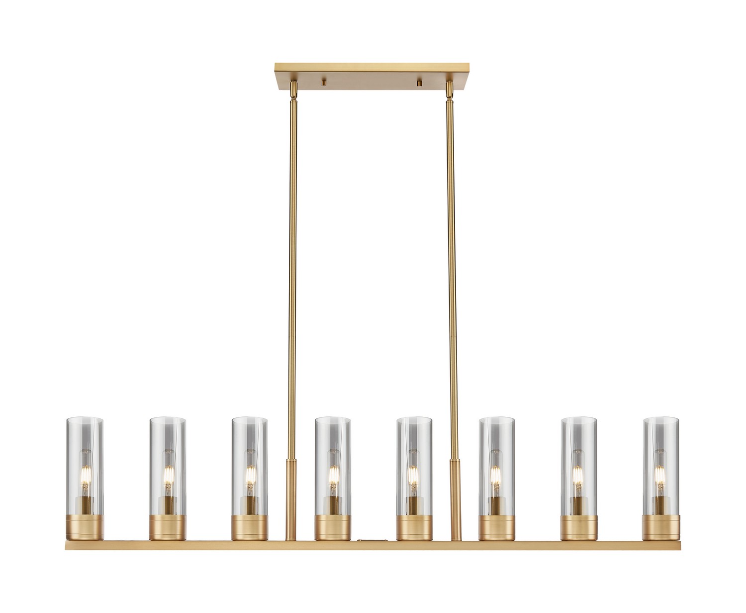 Eight Light Linear Pendant by Innovations - Downtown Urban Collection, Brushed Brass Finish - 617-8I-BB-G617-8SM