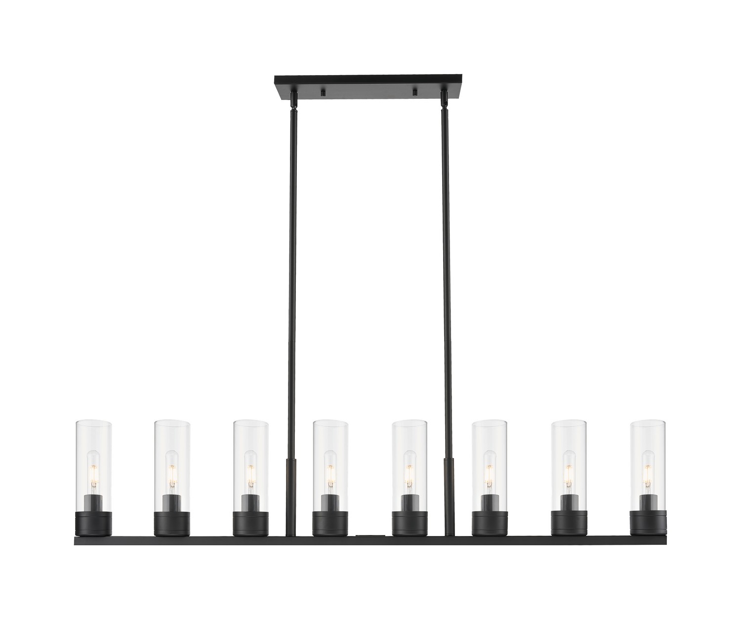 Eight Light Linear Pendant by Innovations - Downtown Urban Collection, Matte Black Finish - 617-8I-BK-G617-8CL