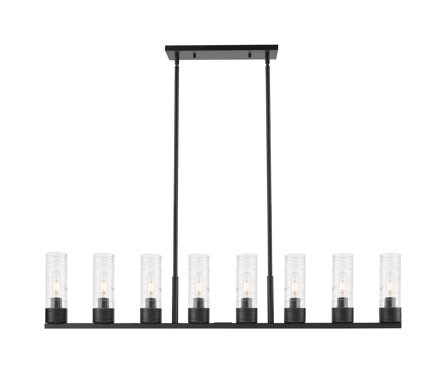 Eight Light Linear Pendant by Innovations - Downtown Urban Collection, Matte Black Finish - 617-8I-BK-G617-8DE