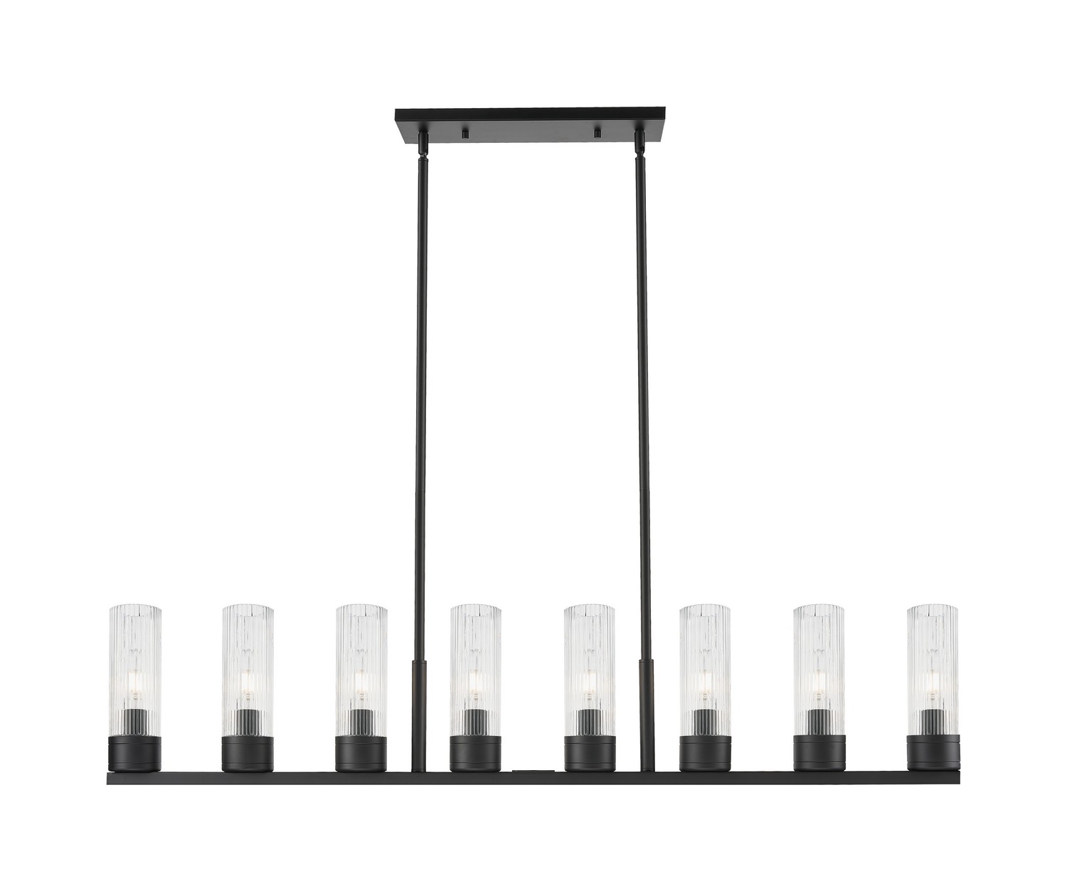 Eight Light Linear Pendant by Innovations - Downtown Urban Collection, Matte Black Finish - 617-8I-BK-G617-8SCL